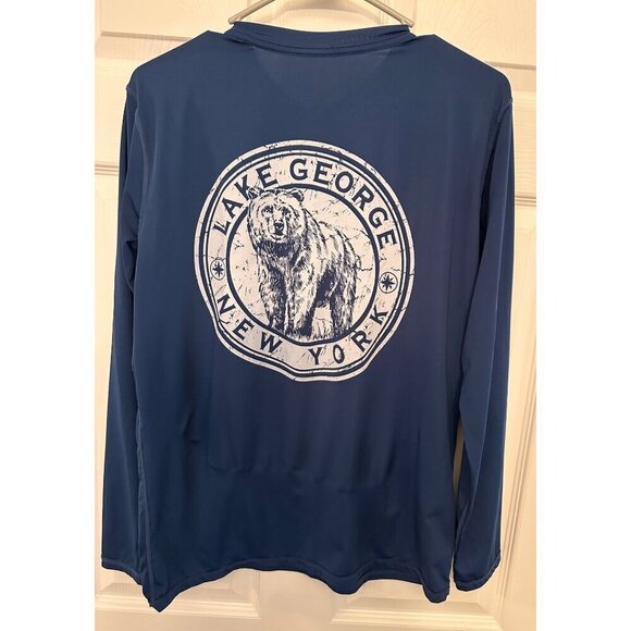 Lake George New York Performance Blue Shirt Mens Small - Picture 1 of 4